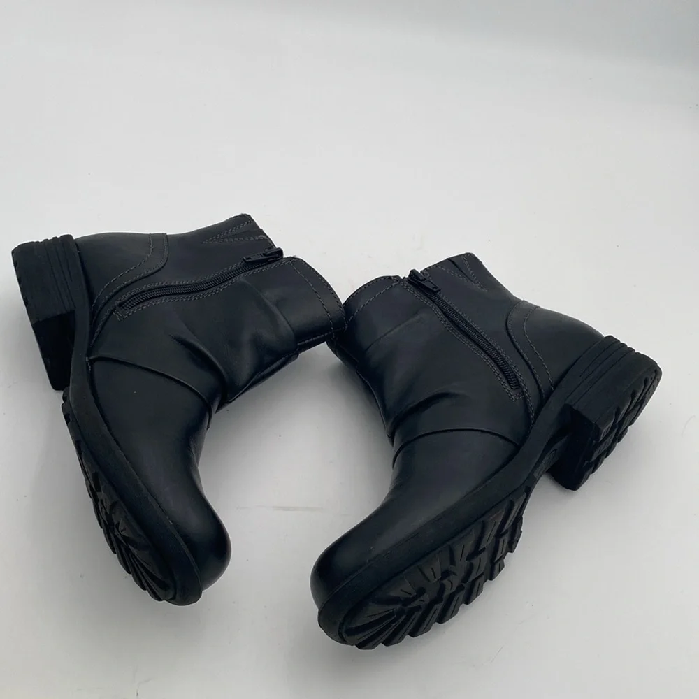 Earth Origins Black Ankle moto Boots women 9.5 leather casual office goth retro